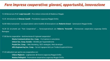 “Fare impresa cooperativa: giovani, opportunità, innovazione”